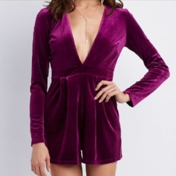 purple velvet romper